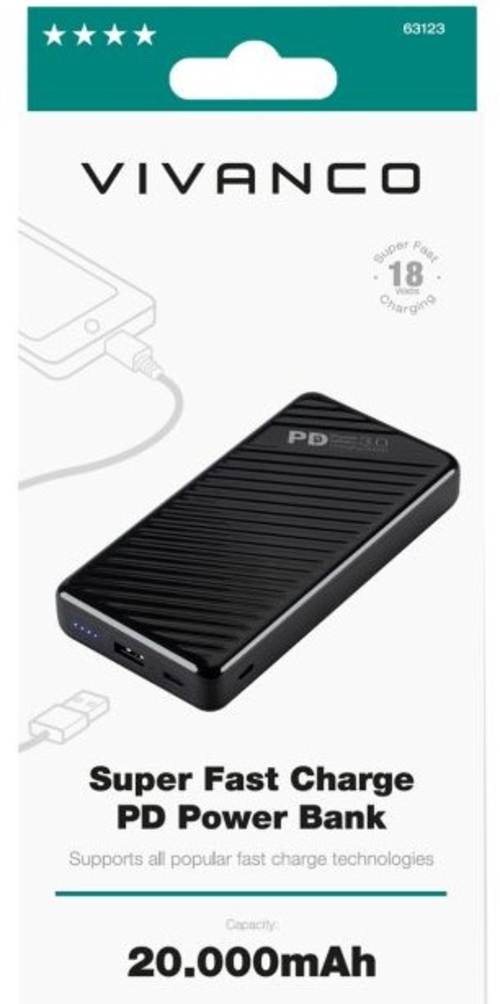 VIVANCO 63123 Negro - Powerbank 20000mah