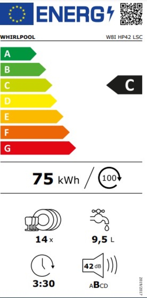 WHIRLPOOL W8I-HP42-LSC Negro - Lavavajillas 60CM 14 Servicios
