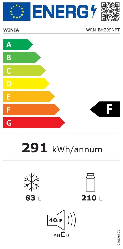 WINIA WRN-BH299-NPT INOX - Frigorífico Combi NO FROST