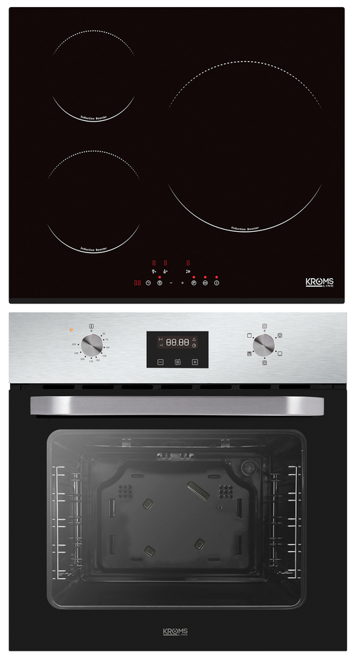 KROMSLINE KVI-3FI-B3 + KHI-305-D-G  - Conjunto Vitrocerámica de Inducción + Horno INOX