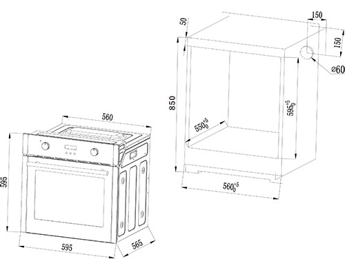 KROMSLINE KVI-3FI-B3 + KHI-305-D-G  - Conjunto Vitrocerámica de Inducción + Horno INOX