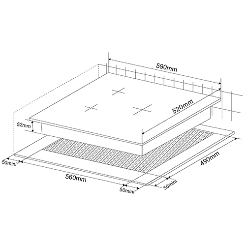 KROMSLINE KVI-3FI-B3 + KHI-305-D-G  - Conjunto Vitrocerámica de Inducción + Horno INOX