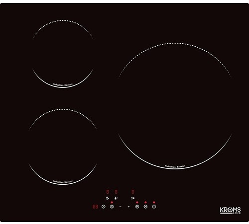 KROMSLINE KVR-3FR-300 + KHM-600-CR-W - Conjunto Vitrocerámica Eléctrica + Horno Blanco