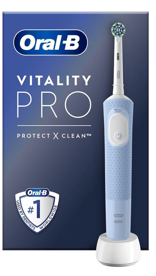 BRAUN VITALITY PRO + RECAMBIO CROSS ACTION - Cepillo Eléctrico Azul