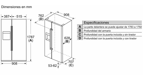 BALAY 3FAE-494-XE INOX Antihuellas - Frigorífico Americano No Frost