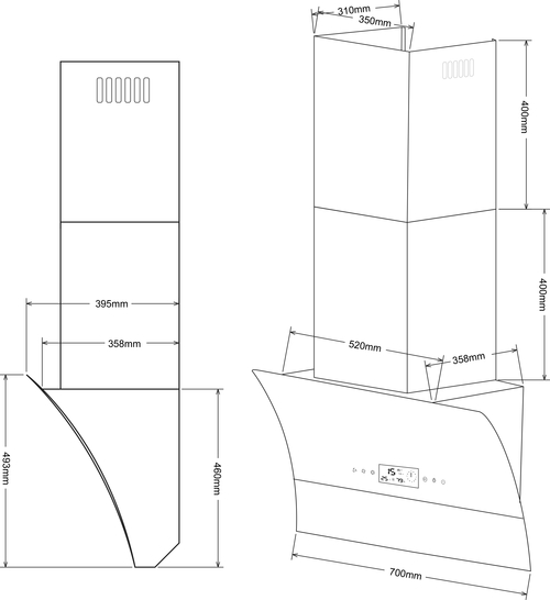 Campana Decorativa KROMSLINE KC-LINE-700-TC- BK1 70CM