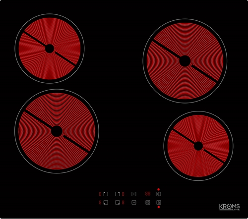 Vitrocerámica Eléctrica KROMSLINE KV-4F-RA-TC Negro 60CM