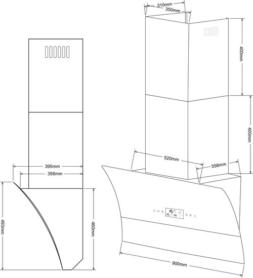 Campana Decorativa KROMSLINE KC-LINE-900-TC-W1 90CM