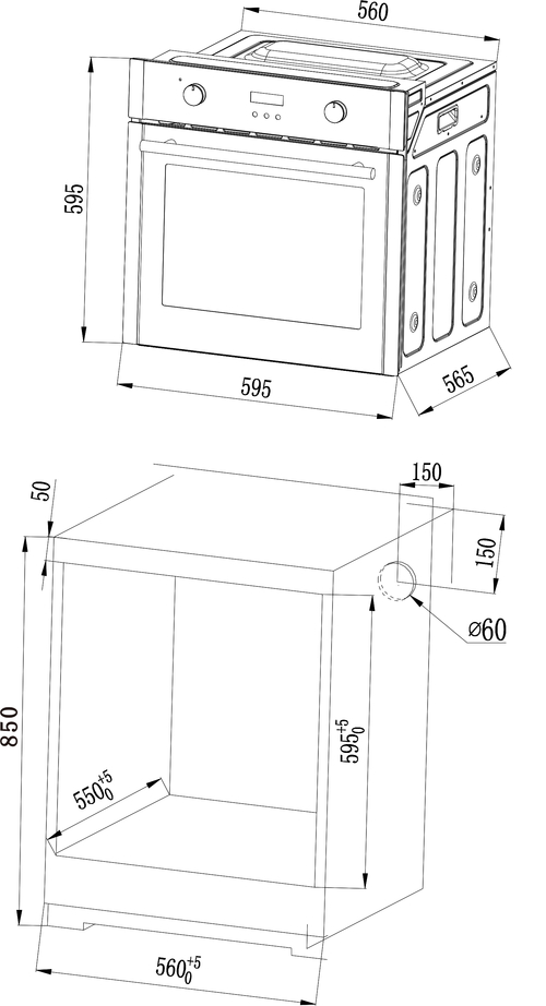 Horno Multifunción KROMSLINE KHI-500-TC-G Cristal Negro 70L