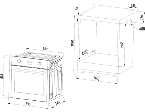 KROMSLINE KHI-305-D-G Inox - Horno Convencional 70L