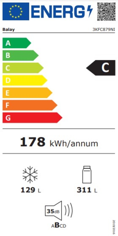 BALAY 3KFC-879-NI Cristal Negro - Frigorífico Combi No Frost