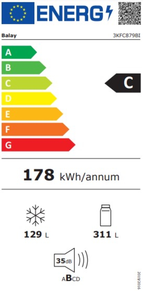 BALAY 3KFC-879-BI Cristal Blanco - Frigorífico Combi No Frost