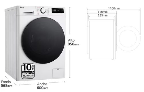 LG F4-WR6010AGW Blanco - Lavadora Carga Frontal 10KG 1400RPM
