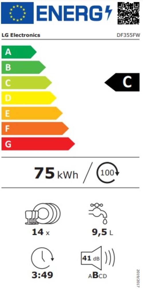 LG DF-355-FW Blanco - Lavavajillas 60CM 14 Servicios