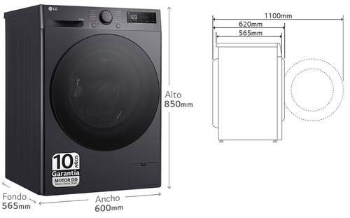 LG F4-DR6010AGM INOX - Lavadora Secadora 10KG / 6KG 1400RPM