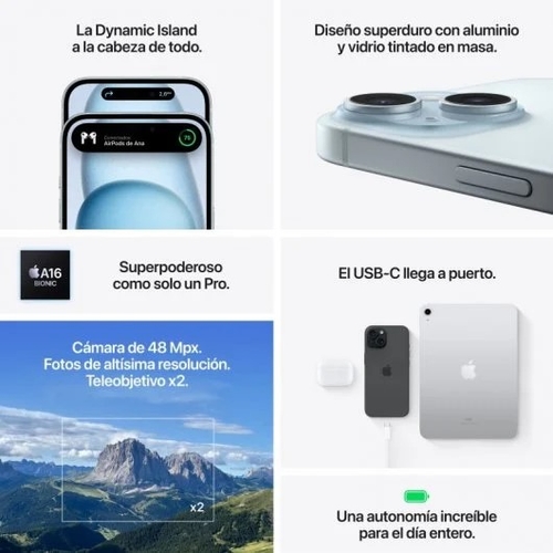 APPLE iPHONE 15 PLUS Rosa - Móvil 6GB 256GB