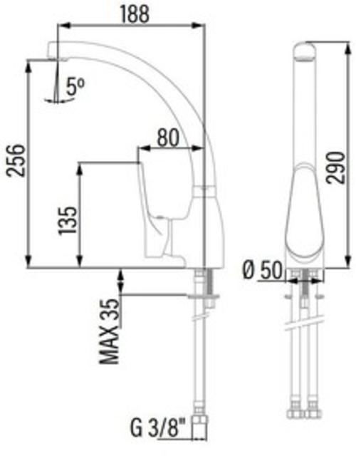CATA CBA-C Cromo - Grifo Caño Alto