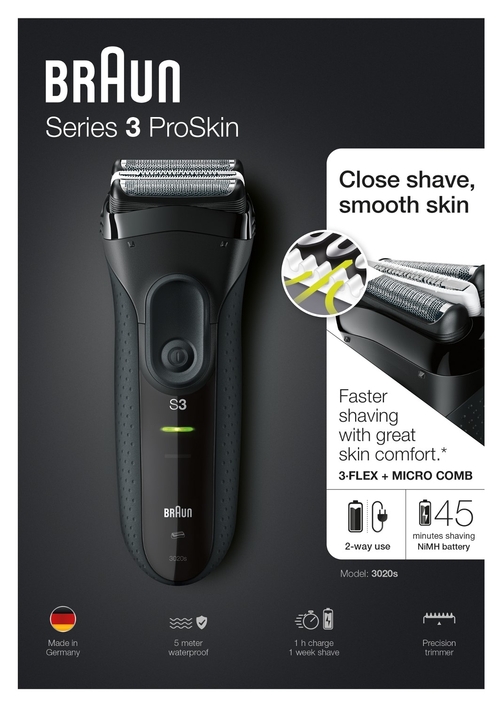 BRAUN SERIE 3 3020 Negro - Afeitadora Sin Cable