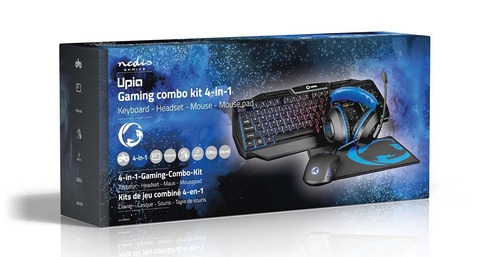 nedis TECLADO + AURICULARES + RATÓN + ALFOMBRILLA Azul-Negro - Pack Gaming 4 en 1