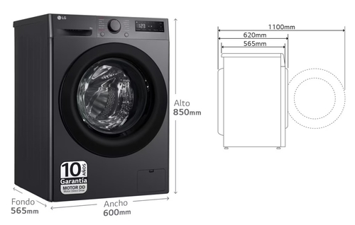 LG F4WR-5009-A6W INOX - Lavadora Carga Frontal 9KG 1400 RPM