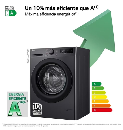 LG F4WR-5009-A6W INOX - Lavadora Carga Frontal 9KG 1400 RPM