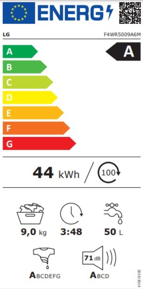 LG F4WR-5009-A6W INOX - Lavadora Carga Frontal 9KG 1400 RPM