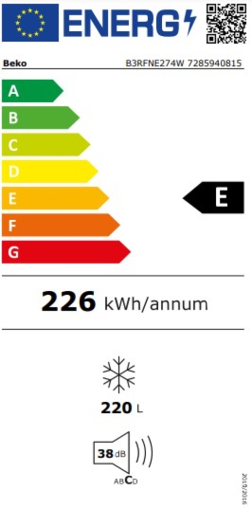BEKO B3RFNE-274-W Blanco - Congelador Vertical No Frost