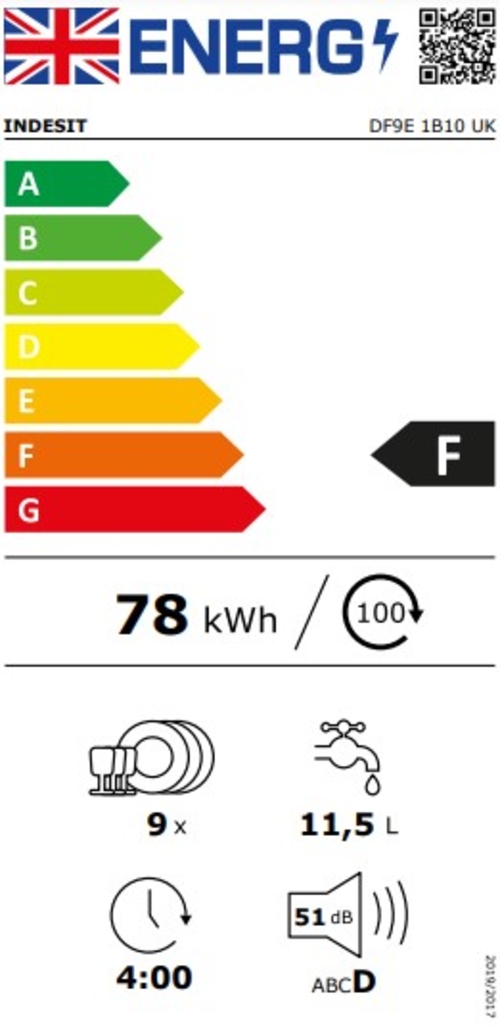 INDESIT DF9E 1B10 Blanco - Lavavajillas 45CM 9 Servicios