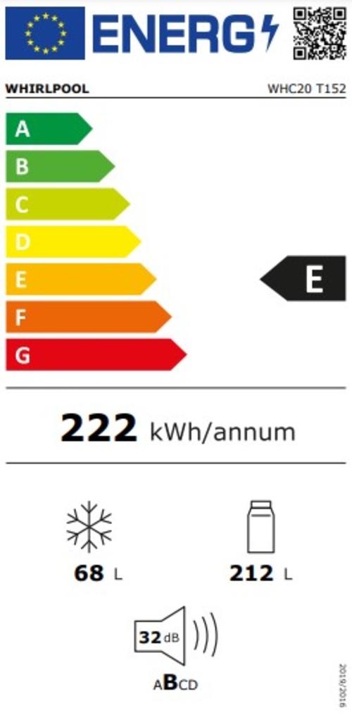 WHIRLPOOL WHC20 T152 Blanco - Frigorífico Combi No Frost