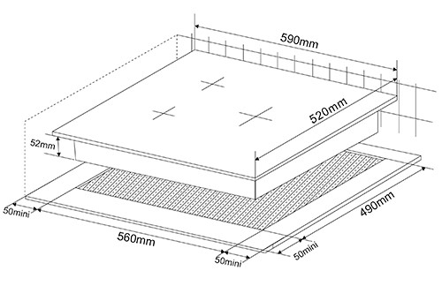 Vitrocerámica de Inducción KROMSLINE KVI-3FI-B3 Negro 60CM