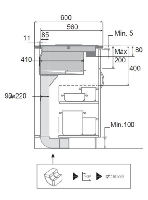 CATA AS-600 Negro - Vitrocerámica de Inducción + Campana