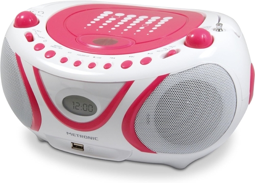 METRONIC 477109 Rosa-Blanco - Radio Portátil Digital