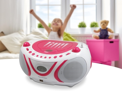 METRONIC 477109 Rosa-Blanco - Radio Portátil Digital