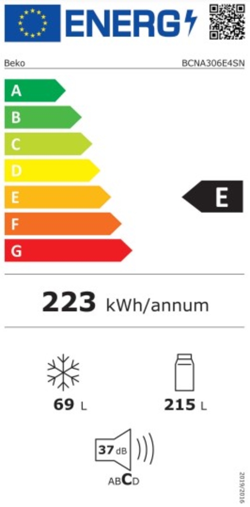 BEKO BCNA-306E4SN Blanco - Frigorífico Combi No Frost