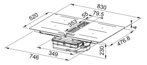 MEPAMSA INDU MAX X 83 340.0711.209 Recirculación Negro - Vitrocerámica de Inducción + Extractor