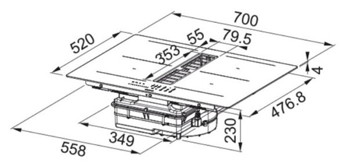 MEPAMSA INDU MAX BK 70 340.0711.221 Recirculación Negro - Vitrocerámica de Inducción + Extractor