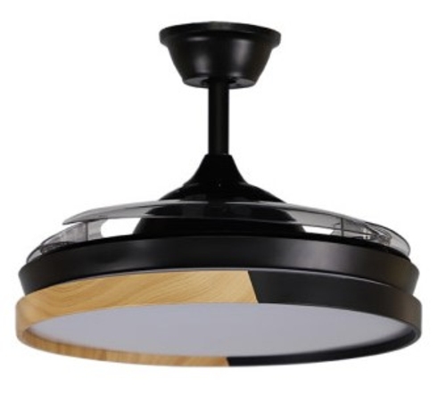 Abrila DC EMPERADOR 108CM Negro-Haya - Ventilador de Techo Aspa Retráctil con Luz