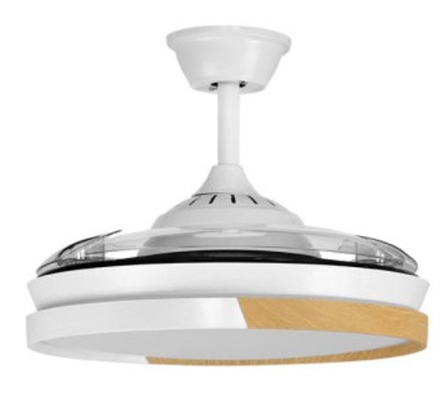 Abrila DC EMPERADOR 108CM Blanco-Haya - Ventilador de Techo Aspa Retráctil con Luz