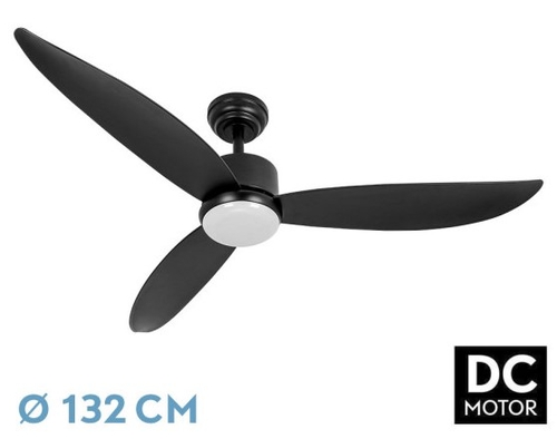 Abrila DC GENIL 132CM Negro - Ventilador de Techo Aspa Normal con Luz