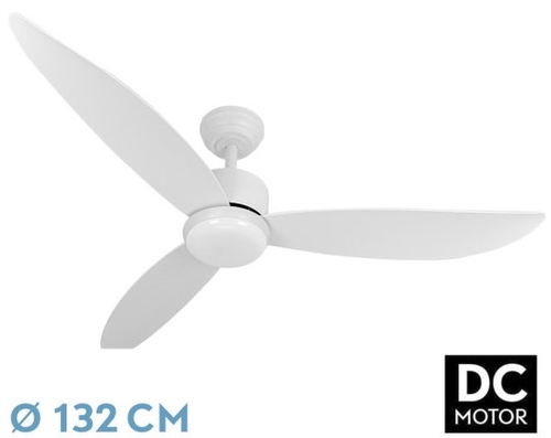 Abrila DC GENIL 132CM Blanco - Ventilador de Techo Aspa Normal con Luz