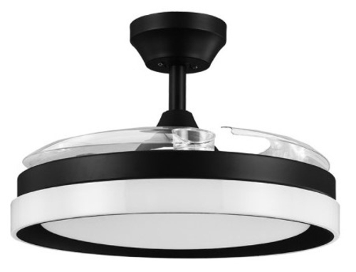 Abrila DC ZENIT 107CM Negro - Ventilador de Techo Aspa Retráctil con Luz