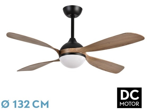 Abrila DC LIVORNO 132CM Negro-Roble - Ventilador de Techo Aspa Normal con Luz