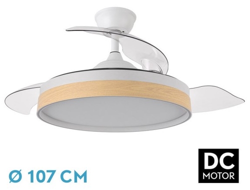 ABRILA IGLU Blanco/Haya - Ventilador de Techo Aspas Retráctiles 59 W