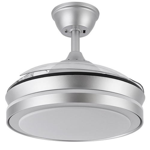 Abrila DC ESPARTA 110CM Plata - Ventilador de Techo Aspa Retráctil con Luz