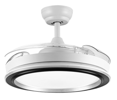 Abrila DC PICOLO 106CM Blanco-Negro - Ventilador de Techo Aspa Retráctil con Luz