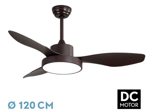 Abrila DC HAYATE 120CM Marrón - Ventilador de Techo Aspa Normal con Luz