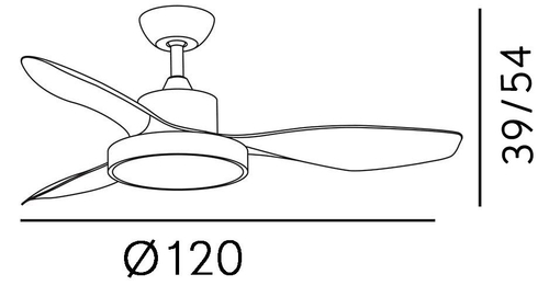 Abrila DC HAYATE 120CM Cuero-Roble - Ventilador de Techo Aspa Normal con Luz