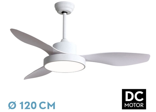 Abrila DC HAYATE 120CM Blanco - Ventilador de Techo Aspa Normal con Luz