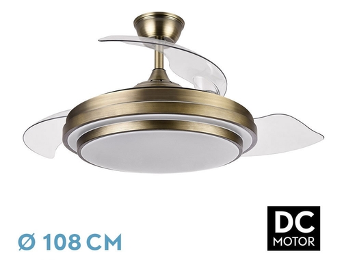 Abrila DC IBE 108CM Cuero - Ventilador de Techo Aspa Retráctil con Luz