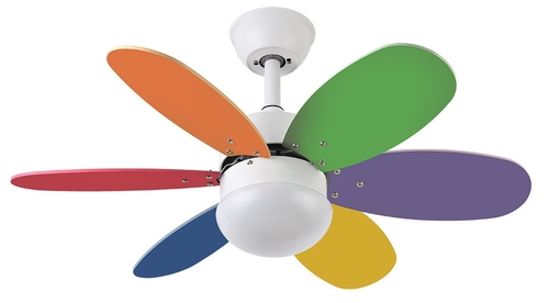 Abrila DC ALVES 85CM Pastel-Intenso - Ventilador de Techo Aspa Normal Reversible con Luz